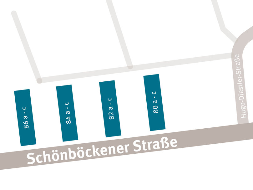 Lageskizze der Häuser Schönböckener Straße 80-86a