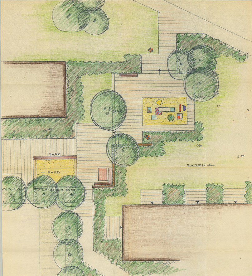 Die Außenanlagenplanung für die Hasselbreite von 1970.