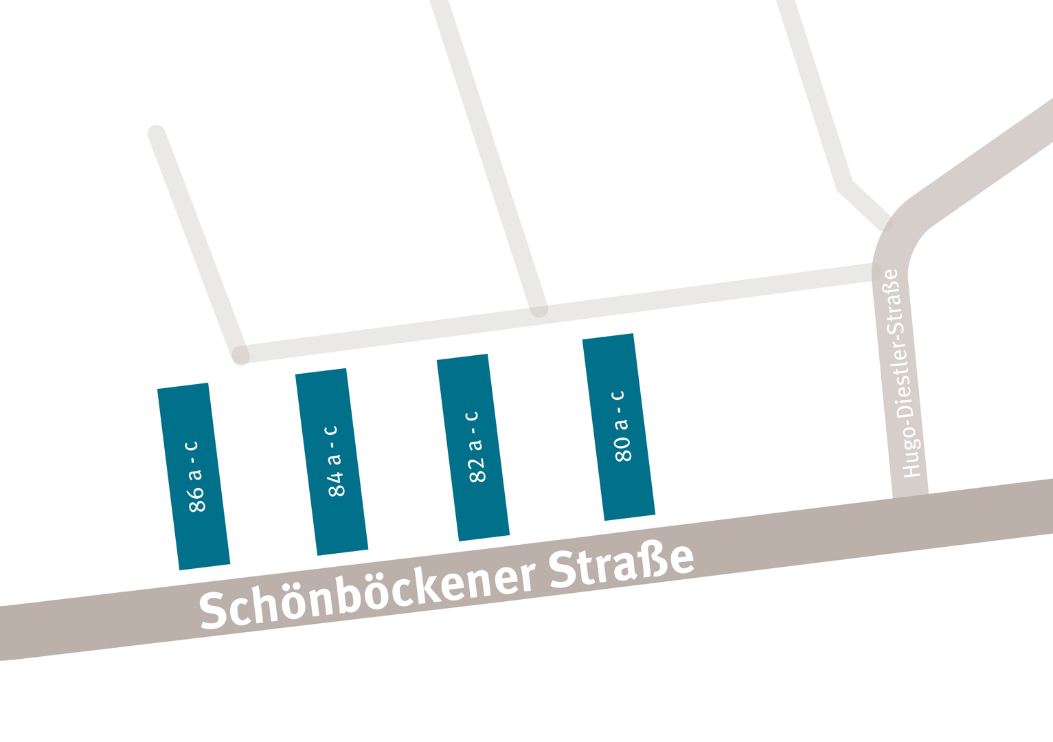 Lageskizze der Häuser Schönböckener Straße 80-86a